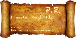 Preszter Renátó névjegykártya